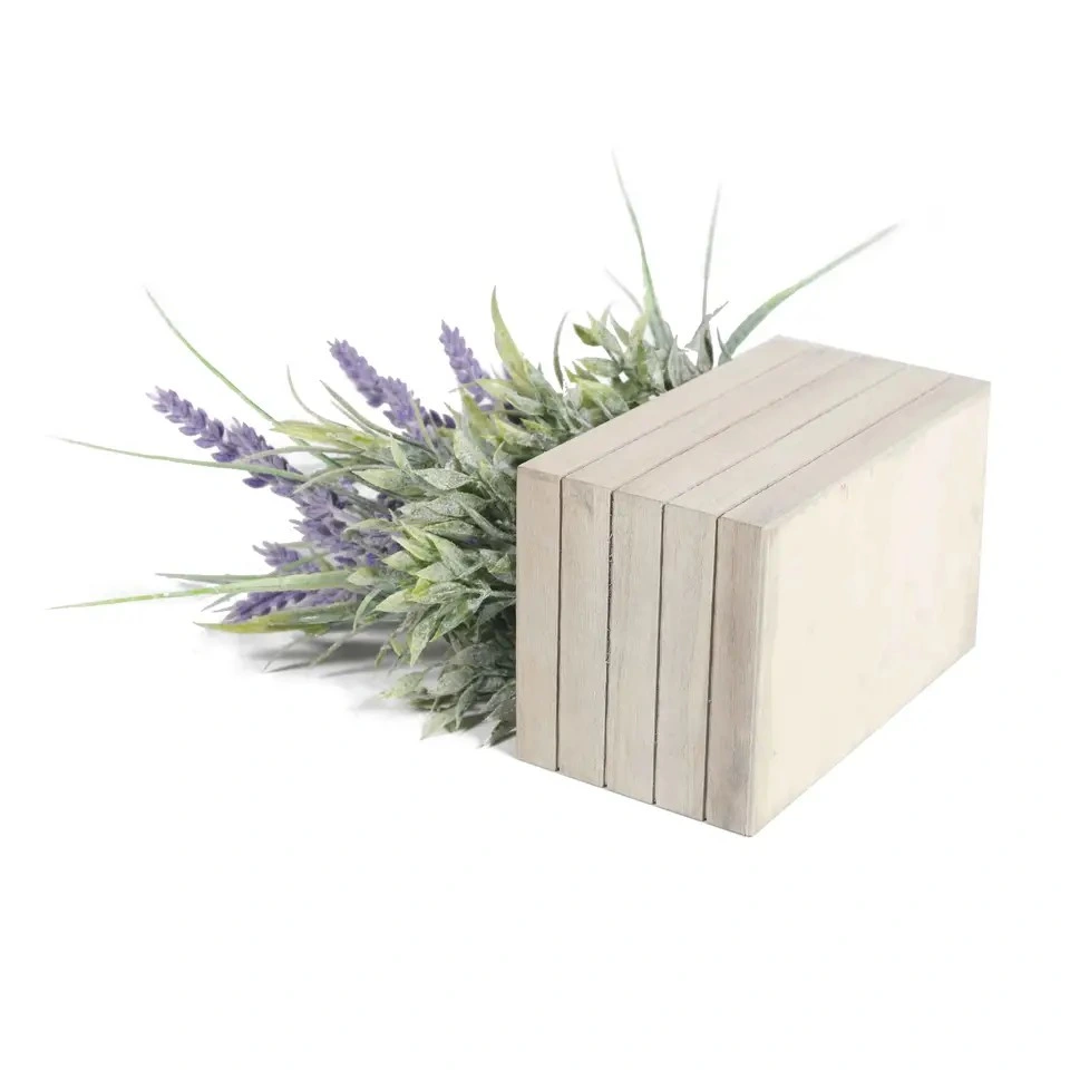 Custom Rectangle Wooden Potted Plants Home Decor Artificial Flowers Lavender Purple Flower, Wooden Tray