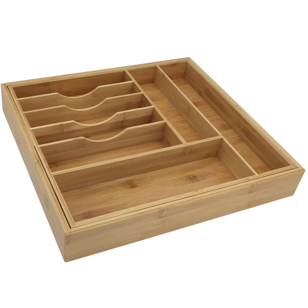 Kitchenware Accessories Expandable Utensil Drawer Organizer Wooden Bamboo Kitchen Cutlery Tray