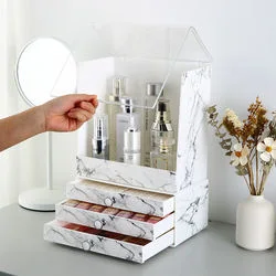 Dresser PS Dustproof and Waterproof Plastic Marble Cosmetic Storage Organizer