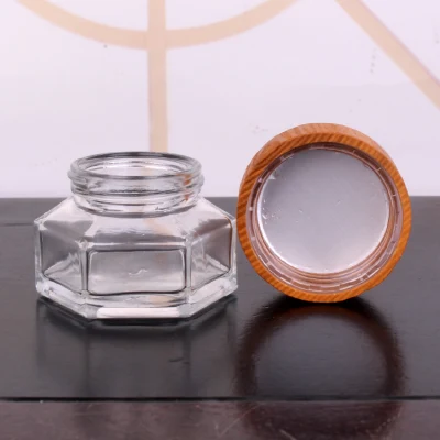 Custom Design Glass Cosmetic Packaging with Wood Lid