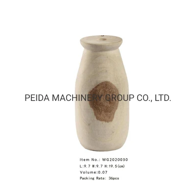 Decorative Vase Modern Natural Paulownia Wood Hand Made Round Tall Decorative Table Vase