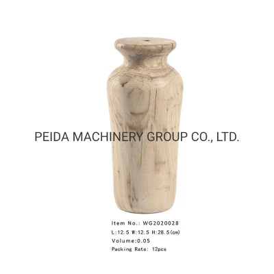 Natural Decorative Vase Modern Paulownia Wood Hand Made Round Tall Decorative Table Vase